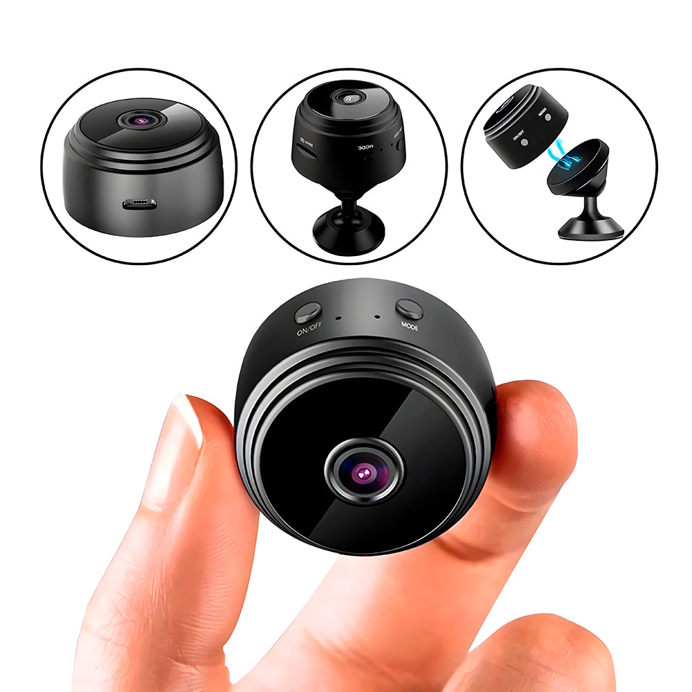 Mini Câmera de Segurança HD A9, Wi-Fi 1080P HD, Grava em Cartão de Memória, Visão Noturna, Preto